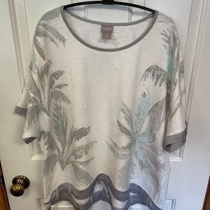 Chico’s Zenergy Top Palm Leave Print Tee Size 3 or XL